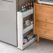 Lade das Bild in den Galerie-Viewer, Intirilife Rollwagen aus Kunststoff in Weiß - 54 x 12 x 71 cm - Nischenregal Lagergestell Küchenhalterung Gewürzregal zum Platz sparen für Alltagsgegenstände