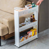 Lade das Bild in den Galerie-Viewer, Intirilife Rollwagen aus Kunststoff in Weiß - 54 x 12 x 71 cm - Nischenregal Lagergestell Küchenhalterung Gewürzregal zum Platz sparen für Alltagsgegenstände