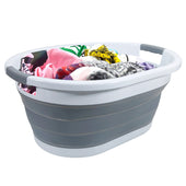 Lade das Bild in den Galerie-Viewer, Intirilife faltbarer Wäschekorb aus Kunststoff und Silikon - 61.5 x 44 x 27 cm - platzsparend mit Griffen - 36L