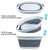 Lade das Bild in den Galerie-Viewer, Intirilife faltbarer Wäschekorb aus Kunststoff und Silikon - 61.5 x 44 x 27 cm - platzsparend mit Griffen - 36L