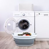 Lade das Bild in den Galerie-Viewer, Intirilife faltbarer Wäschekorb aus Kunststoff und Silikon - 61.5 x 44 x 27 cm - platzsparend mit Griffen - 36L