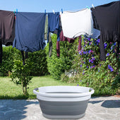 Lade das Bild in den Galerie-Viewer, Intirilife faltbarer Wäschekorb aus Kunststoff und Silikon - 61.5 x 44 x 27 cm - platzsparend mit Griffen - 36L