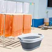 Lade das Bild in den Galerie-Viewer, Intirilife faltbarer Wäschekorb aus Kunststoff und Silikon - 61.5 x 44 x 27 cm - platzsparend mit Griffen - 36L