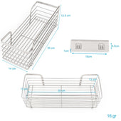 Lade das Bild in den Galerie-Viewer, Intirilife selbstklebende Duschablage Badhalterung in Silber - 32 x 14 x 10.5 cm - Shampoohalterung Duschablage Badezubehörkorb Gewürzregal