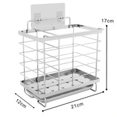 Lade das Bild in den Galerie-Viewer, Intirilife Spülenablage Reinigungskorb Badhalterung in Silber - 21 x 12 x 17 cm - Selbstklebend oder zum Stellen Aufbewahrungs Korb Box Organizer ohne Bohrenfür Putzmitteln Küchen Bad Utensilien