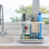 Lade das Bild in den Galerie-Viewer, Intirilife Spülenablage Reinigungskorb Badhalterung in Silber - 21 x 12 x 17 cm - Selbstklebend oder zum Stellen Aufbewahrungs Korb Box Organizer ohne Bohrenfür Putzmitteln Küchen Bad Utensilien