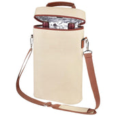 Lade das Bild in den Galerie-Viewer, INTIRILIFE Kühltasche für 2 Flaschen – Getränkekühler Weintasche Champagner Wasser Saft – Isolierte Tragetasche mit Schultergurt & Griff – Picknick Tasche Outdoor Beige-Braun – 21x9.7x35.6 cm