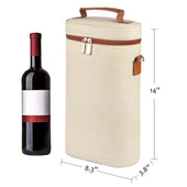 Lade das Bild in den Galerie-Viewer, INTIRILIFE Kühltasche für 2 Flaschen – Getränkekühler Weintasche Champagner Wasser Saft – Isolierte Tragetasche mit Schultergurt & Griff – Picknick Tasche Outdoor Beige-Braun – 21x9.7x35.6 cm