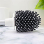 Lade das Bild in den Galerie-Viewer, Intirilife Toilettenbürste aus Silikon mit Behälter in Weiß-Grau - 10 x 47 cm - WC Klo Bürste mit Abtropf Box Behälter Freistehend zur einfachen Reinigung der Toilette