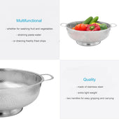 Lade das Bild in den Galerie-Viewer, Intirilife Sieb aus rostfreiem Edelstahl mit zwei Griffen - 28.5 x 10 cm - Küchen Helfer Nudel Sieb Abtropf Seiher für Reis Obst Salat Gemüsespülmaschinenfest