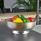 Lade das Bild in den Galerie-Viewer, Intirilife Sieb aus rostfreiem Edelstahl mit zwei Griffen - 28.5 x 10 cm - Küchen Helfer Nudel Sieb Abtropf Seiher für Reis Obst Salat Gemüsespülmaschinenfest