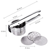 Lade das Bild in den Galerie-Viewer, Intirilife Kartoffelpresse Spätzlepresse aus Edelstahl in Silber - 26.6 x 9.3 x 6.8 cm - Kartoffel Stampfer Presse Sieb für Obst Gemüse Spätzle Spaghettieeis