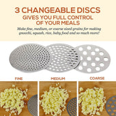 Lade das Bild in den Galerie-Viewer, Intirilife Kartoffelpresse Spätzlepresse aus Edelstahl in Silber - 26.6 x 9.3 x 6.8 cm - Kartoffel Stampfer Presse Sieb für Obst Gemüse Spätzle Spaghettieeis