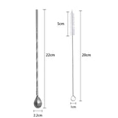 Lade das Bild in den Galerie-Viewer, Intirilife 8x Strohhalmlöffel aus Edelstahl in Silber mit 19 cm Länge, 2 schmale Bürsten zum Reinigen und eine Aufbewahrungstasche aus Leinen - Für Getränke Latte Macciato Eis Kaffee Kakao