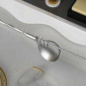 Lade das Bild in den Galerie-Viewer, Intirilife 8x Strohhalmlöffel aus Edelstahl in Silber mit 19 cm Länge, 2 schmale Bürsten zum Reinigen und eine Aufbewahrungstasche aus Leinen - Für Getränke Latte Macciato Eis Kaffee Kakao