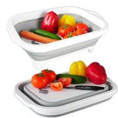 Lade das Bild in den Galerie-Viewer, Intirilife Schneidebrett Abtropfbehälter mit 8L Volumen in Grau - Weiß - 41.5 x 30 x 4.5 / 13.5 cm - Küchenbrett mit Aufbewahrungsbox für Schneiderwerkzeug Faltbar