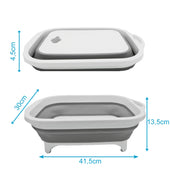 Lade das Bild in den Galerie-Viewer, Intirilife Schneidebrett Abtropfbehälter mit 8L Volumen in Grau - Weiß - 41.5 x 30 x 4.5 / 13.5 cm - Küchenbrett mit Aufbewahrungsbox für Schneiderwerkzeug Faltbar