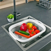 Lade das Bild in den Galerie-Viewer, Intirilife Schneidebrett Abtropfbehälter mit 8L Volumen in Grau - Weiß - 41.5 x 30 x 4.5 / 13.5 cm - Küchenbrett mit Aufbewahrungsbox für Schneiderwerkzeug Faltbar