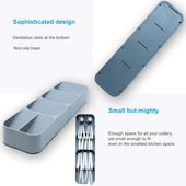 Lade das Bild in den Galerie-Viewer, Intirilife Besteckkasten Schubladen Organizer aus Kunsstoff in Grau - 40 x 11 x 5.5 cm - Einsatz für Schubladen für Besteck Kochutensilien uvm