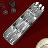 Lade das Bild in den Galerie-Viewer, Intirilife Besteckkasten Schubladen Organizer aus Kunsstoff in Grau - 40 x 11 x 5.5 cm - Einsatz für Schubladen für Besteck Kochutensilien uvm