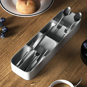 Lade das Bild in den Galerie-Viewer, Intirilife Besteckkasten Schubladen Organizer aus Kunsstoff in Grau - 40 x 11 x 5.5 cm - Einsatz für Schubladen für Besteck Kochutensilien uvm