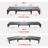 Lade das Bild in den Galerie-Viewer, Intirilife 3-teilige Bildschirmständer längenverstellbarer Schreibtischständer in Schwarz - 74 (104) x 27 x 10 cm - Bildschirmerhöhung mit Handyhalterung für Computer TV Laptop im Büro oder Zuhause