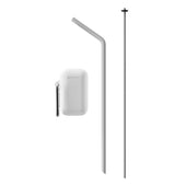 Lade das Bild in den Galerie-Viewer, Intirilife wiederverwendbarer biegbarer Silikonstrohhalm mit 25 cm Länge in Grau - Mit Reinigungsbürste und tragbarer Aufbewahrungsbox in Weiß