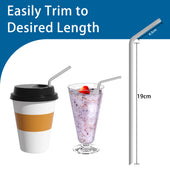 Lade das Bild in den Galerie-Viewer, Intirilife wiederverwendbarer biegbarer Silikonstrohhalm mit 25 cm Länge in Grau - Mit Reinigungsbürste und tragbarer Aufbewahrungsbox in Weiß