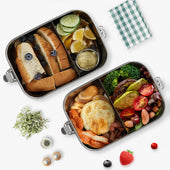 Lade das Bild in den Galerie-Viewer, Intirilife Lunchbox Bentobox Aufbewahrungsbox aus Edelstahl in Silber mit 550 ml Füllmenge Auslaufsicher - 17 x 12 x 6 cm - Brot Dose Box Behälter zum Transportieren von Essen Snacks und mehr