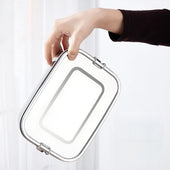 Lade das Bild in den Galerie-Viewer, Intirilife Lunchbox Bentobox Aufbewahrungsbox aus Edelstahl in Silber mit 550 ml Füllmenge Auslaufsicher - 17 x 12 x 6 cm - Brot Dose Box Behälter zum Transportieren von Essen Snacks und mehr