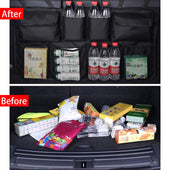 Lade das Bild in den Galerie-Viewer, Intirilife Kofferraum Organizer Hängetaschen Aufbewahrungsnetze in Schwarz - 86.5 x 45 cm - Kofferraumtasche zum sicheren Verstauen von Kleingepäck jeglicher Art