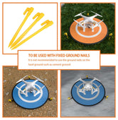 Lade das Bild in den Galerie-Viewer, Intirilife 5 teiliges Set mit Drohnenlandeplatz und Zubehör Helikopterstartfläche aus Nylon in Orange - Blau mit 75cm Durchmesser - Für sicheres Starten und Landen von Drohnen