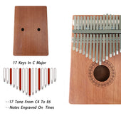 Lade das Bild in den Galerie-Viewer, Intirilife Kalimba mit 17-Tasten Daumenpiano Set aus Mahagoniholz in Dunkelbraun - 22 x 18 x 6 cm - Für unterhaltsames Musizieren Unterwegs oder Zuhause