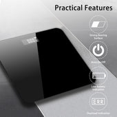 Lade das Bild in den Galerie-Viewer, Intirilife Digitale Personenwaage – Körperwaage aus Sicherheitsglas, großes LCD, Step-On, Auto On/Off, Überlast- & Batteriewarnung, rutschfest – Flaches Design für Bad/WC, Schwarz, inkl. Batterien