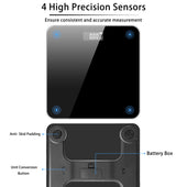 Lade das Bild in den Galerie-Viewer, Intirilife Digitale Personenwaage – Körperwaage aus Sicherheitsglas, großes LCD, Step-On, Auto On/Off, Überlast- & Batteriewarnung, rutschfest – Flaches Design für Bad/WC, Schwarz, inkl. Batterien