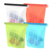 Lade das Bild in den Galerie-Viewer, Intirilife 4x Lebensmittelbeutel aus Silikon mit 1L Füllmenge in mehreren Farben - 24 x 19 x 3 cm - Wiederverwendbar mit Zip Verschluss spülmaschinengeeignet Hält Ihre Lebensmittel länger frisch