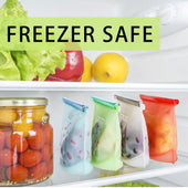 Lade das Bild in den Galerie-Viewer, Intirilife 4x Lebensmittelbeutel aus Silikon mit 1L Füllmenge in mehreren Farben - 24 x 19 x 3 cm - Wiederverwendbar mit Zip Verschluss spülmaschinengeeignet Hält Ihre Lebensmittel länger frisch