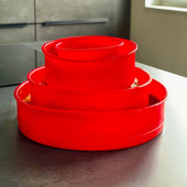 Lade das Bild in den Galerie-Viewer, Intirilife 4-teiliges Kuchenbackformen Set Rund aus Silikon in Rot - 10 cm / 16.3 cm / 19.8 cm / 25 cm - Zum Backen von Torten Kuchen Schichttorten
