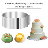 Lade das Bild in den Galerie-Viewer, Intirilife Kuchenring Kuchenform Tortenring aus Edelstahl in Silber - 16 x 6 cm - Verstellbare Ringform für Schicht Kuchen Torten Der ideale Küchenhelfer für Hobby- und Profibäcker