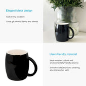 Lade das Bild in den Galerie-Viewer, Intirilife Kaffeetasse aus Porzellan in Schwarz - 400 ml Füllmenge - Trink Tasse Becher für Kaffee Tee Kakao mit Henkel Perfekt als Geschenk