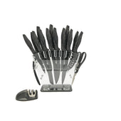 Lade das Bild in den Galerie-Viewer, Intirilife 17-teiliges Set Küchenmesser mit Messerblock und Schärfer Sparschäler multifunktionale Schere und Messer - 36 x 11.5 x 23.5 cm - Zum Schneiden Schälen und auch Knacken von Walnüssen