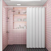 Lade das Bild in den Galerie-Viewer, Intirilife Duschvorhang aus Polyester in Weiß - 180 x 200 cm - Badevorhang Schimmelresisten Wasserabweisend für Dusche und Badewanne
