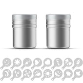 Lade das Bild in den Galerie-Viewer, Intirilife 18-teiliges Set Puderstreuer - 5 x 7 cm - 2 Pulverschüttler mit 16 verschiedenen Schablonen in Silber - Weiß - Zum Dekorieren und Bestäuben von Backwaren Kaffee und Ähnlichem