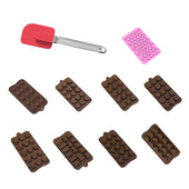 Lade das Bild in den Galerie-Viewer, Intirilife 10-teiliges Backformen Set mit verschiedene Silikon Pralinenformen und mit Spatel - Formengrößen zwischen 21 x 10 cm - Anti-Haft Förmchen zum Backen und Herstellen von Desserts Pralinen