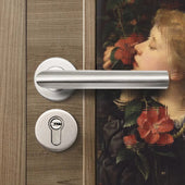 Lade das Bild in den Galerie-Viewer, Intirilife Türklinken Set mit Schrauben - Beidseitige Edelstahl Türgriffe in Silber für eine Tür - 13 x 7 x 5.3 cm - Türdrücker für jegliche Art von Innentüren Drückergarnitur Türbeschlag