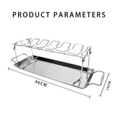 Lade das Bild in den Galerie-Viewer, Intirilife Hähnchenbeingestell Hühnerschenkelhalterung aus Edelstahl mit Abtropfschale in Silber - 47 x 11.5 x 14.5 cm - Hähnchenbein Schenkel Ständer mit Auffangschale spülmaschinengeeignet