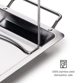 Lade das Bild in den Galerie-Viewer, Intirilife Hähnchenbeingestell Hühnerschenkelhalterung aus Edelstahl mit Abtropfschale in Silber - 47 x 11.5 x 14.5 cm - Hähnchenbein Schenkel Ständer mit Auffangschale spülmaschinengeeignet