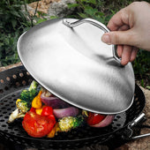 Lade das Bild in den Galerie-Viewer, Intirilife 2x Schmelzkuppel Schmelzglocke aus Edelstahl in Silber - 22.5 x 10 cm - Burger Glocke Grill Haube Abdeckhaube zum besseren Braten von Fleisch Dämpfen von Gemüse und Schmelzen von Käse