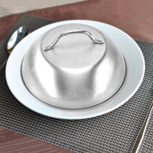 Lade das Bild in den Galerie-Viewer, Intirilife 2x Schmelzkuppel Schmelzglocke aus Edelstahl in Silber - 22.5 x 10 cm - Burger Glocke Grill Haube Abdeckhaube zum besseren Braten von Fleisch Dämpfen von Gemüse und Schmelzen von Käse