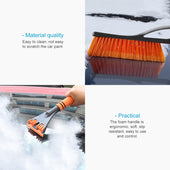 Lade das Bild in den Galerie-Viewer, Intirilife Eiskratzer 2in1 Schneebürste in Orange - Schwarz - 59 x 11 cm - Scheibenkratzer Schneebesen Schneekratzer zum einfachen und schnellen Entfernen von Frost und Schnee